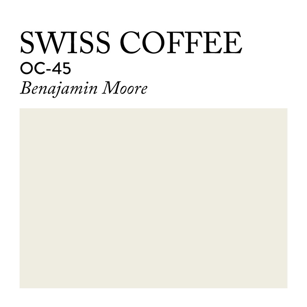 Swiss Coffee by Benjamin Moore is another favorite white paint color. To me, it’s a creamier, warm white that feels like what white oil paint would turn into after many years of aging. In an absolutely beautiful way.