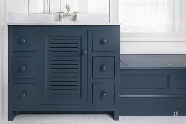 Blue paint for the bathroom? Yes please. But which blue? Find out our favorites on the blog at ChristopherScottCabinetry.com!