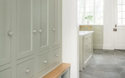 This custom mudroom design incorporates some of our best mudroom ideas and tips. See more on the blog at ChristopherScottCabinetry.com!