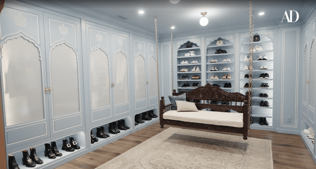 The meticulous craftsmanship that went into creating the custom corbels was one such opportunity in this dream closet design.