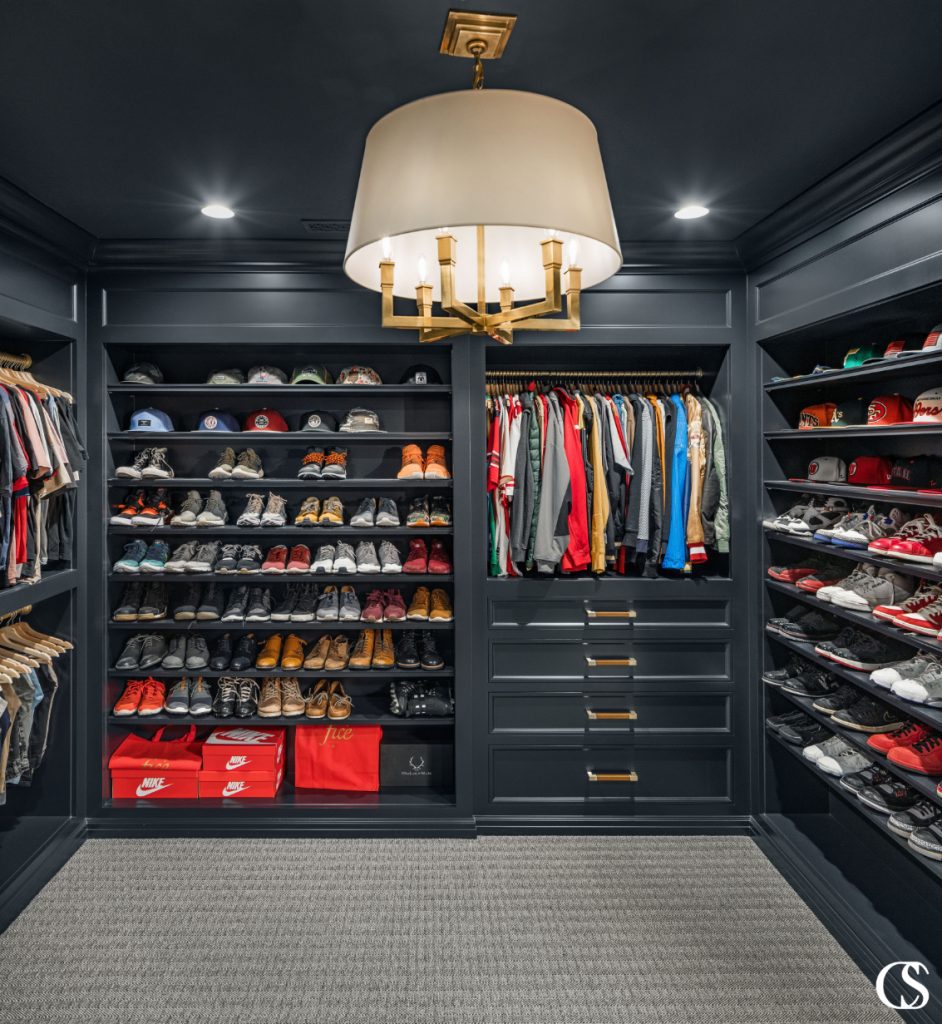 Whether or not your shoe collection rivals the one seen above, the best custom closet ideas will often include a way to display shoes in a clean and purposeful way—preferably up off the floor. 