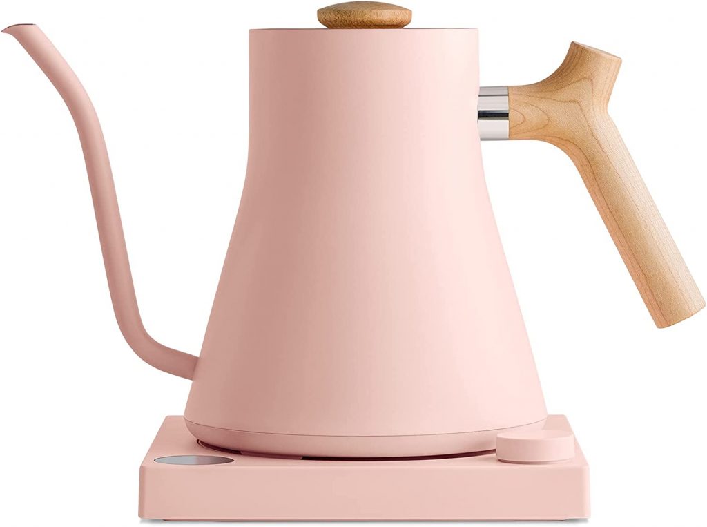 While this one may be a little more of a niche-specific kitchen appliance, we still love it for the fact that it doesn’t take up space on the stovetop, it gets the job done at top speed, and it is oh-so-pretty in plenty of color options for the stylish tea and coffee lovers in your home