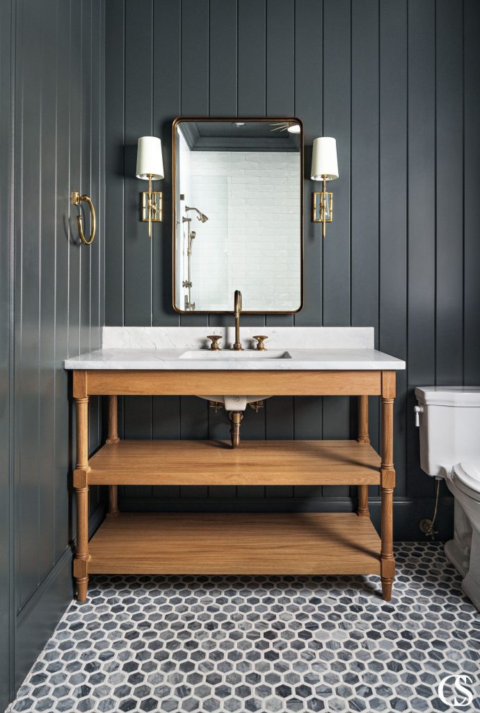 But don’t be afraid to go bold with black paint in the bathroom, either. It doesn't just have to be the accent color in an otherwise purely white space