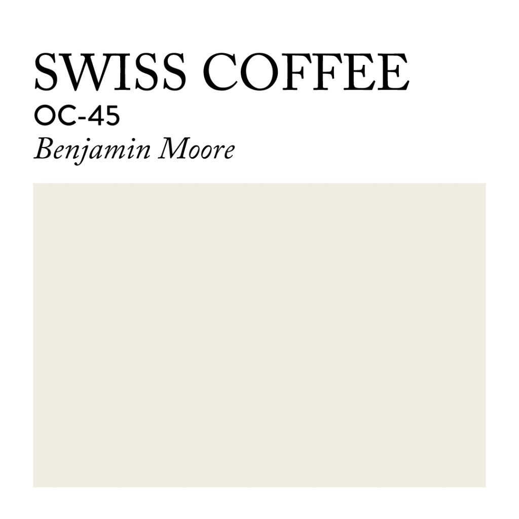 This is a paint swatch of Swiss Coffee White Paint Color OC-45 Benjamin Moore