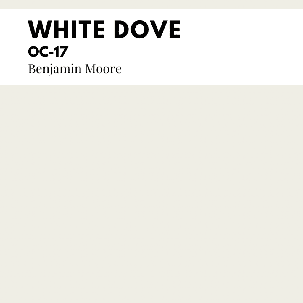 While there’s a lot of buzz around Swiss Coffee, White Dove is another one of the best selling Benjamin Moore paint colors. It’s also a color you’ll see in a lot of our projects because it is a clean, soft white that is extremely versatile.