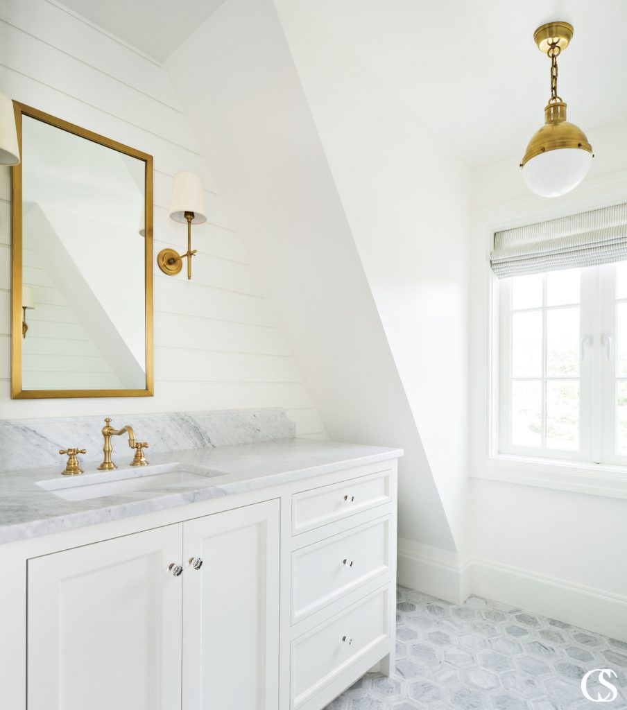 Many homeowners, when faced with an unusual space, panic and seek out bathroom vanity ideas where the vanity would somehow meld into the angled wall.