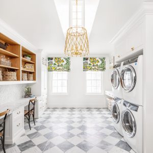 Some of our best built in desks have appeared in slightly less conventional spaces—like the study hall + laundry room combo. But it works!