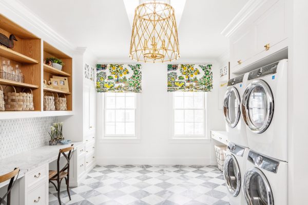 Some of our best built in desks have appeared in slightly less conventional spaces—like the study hall + laundry room combo. But it works!