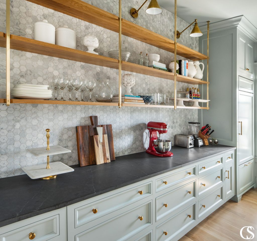 It doesn’t hurt to go through your current kitchen items and make a list of the large item sizes and any personal kitchen items that are unique to your lifestyle (tea storage, coffee makers, large knife sets, sport bottles, china, tupperware, etc.) so that your custom cabinets in the kitchen can hold it all.